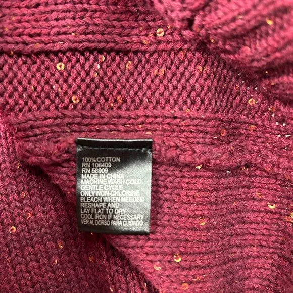Cremieux Sweater Top Women's Small Round Neck Maroon w/ Gold Sequins NWT - Picture 7 of 13
